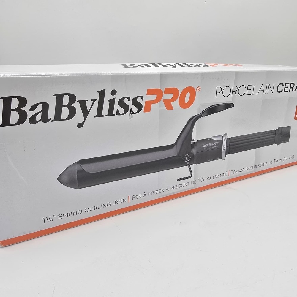 BaBylissPRO Porcelain Ceramic 1 1/4 Inch Spring Curling Iron Hair Styling Tool